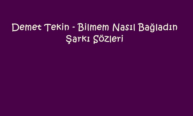 Demet Tekin - Bilmem Nasıl Bağladın Şarkı Sözleri