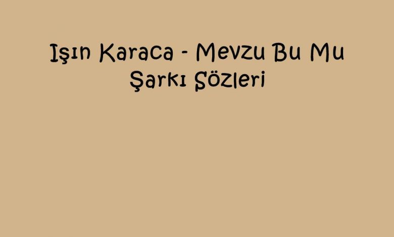 Işın Karaca - Mevzu Bu Mu Şarkı Sözleri