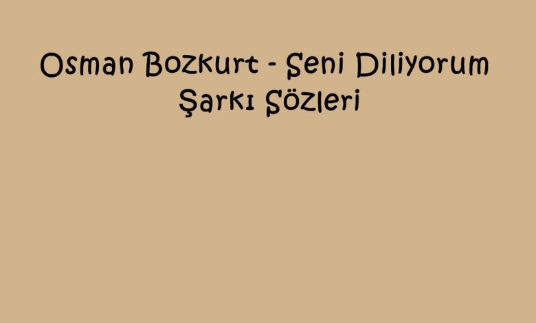 Osman Bozkurt - Seni Diliyorum Şarkı Sözleri